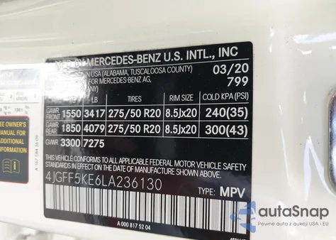 2020 Mercedes-Benz Gls 450 4Matic from USA, damaged, VIN 4JGFF5KE6LA236130